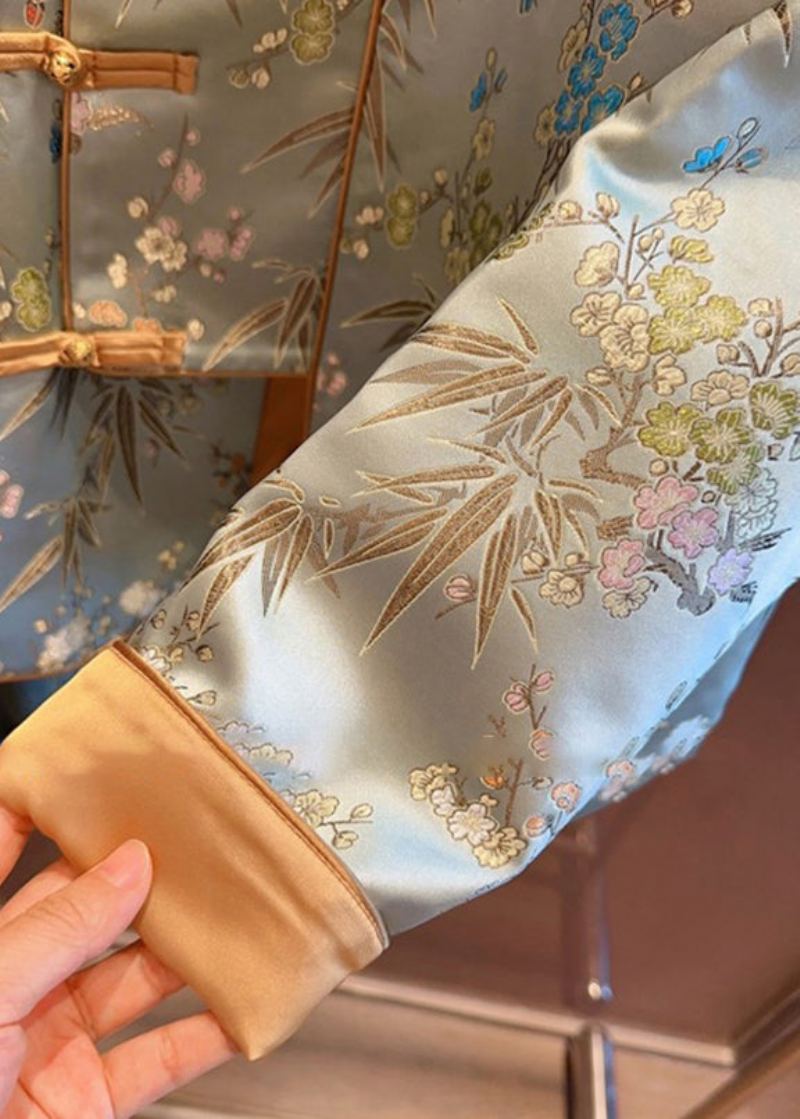Manteaux Boutonnés Imprimés À Col Montant En Jacquard Printemps - Manteaux d'hiver femmes