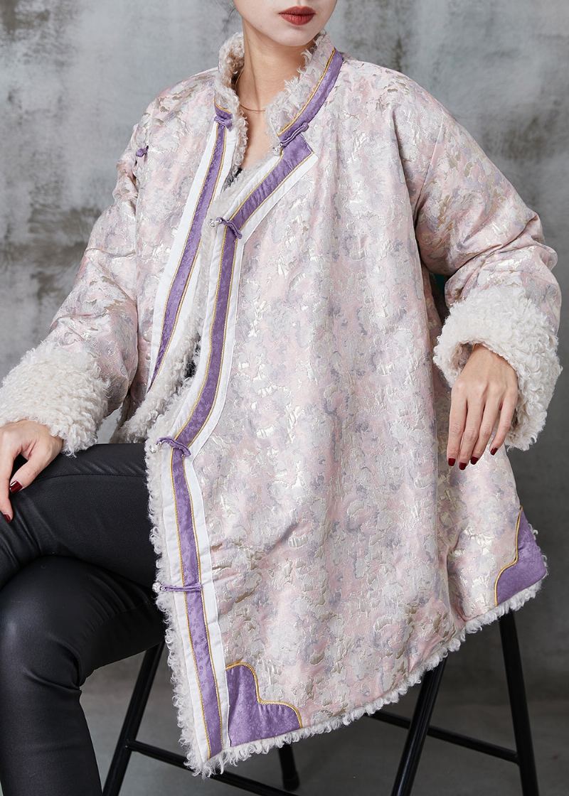 Manteaux Doublés De Laine Polaire Jacquard Rose De Style Chinois Printemps - Manteaux d'hiver femmes