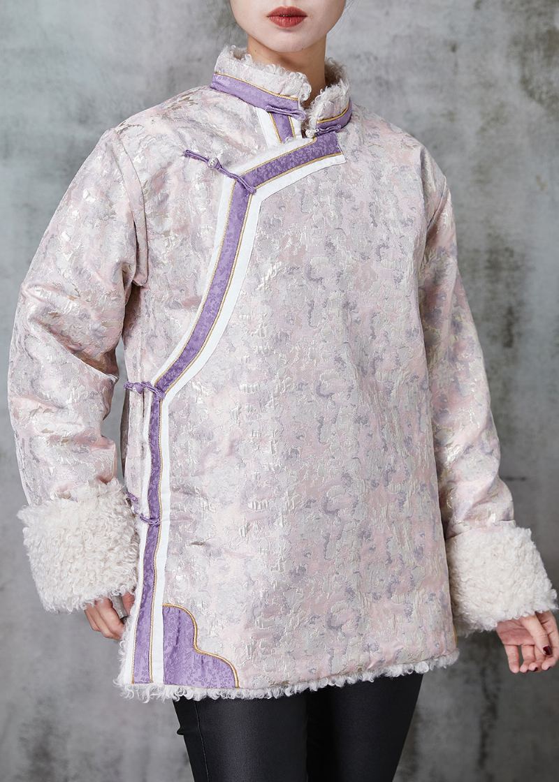 Manteaux Doublés De Laine Polaire Jacquard Rose De Style Chinois Printemps - Manteaux d'hiver femmes