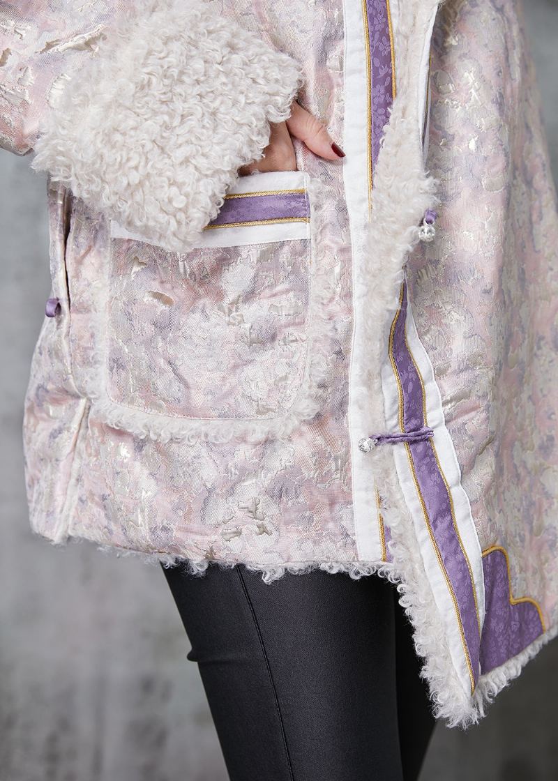 Manteaux Doublés De Laine Polaire Jacquard Rose De Style Chinois Printemps - Manteaux d'hiver femmes