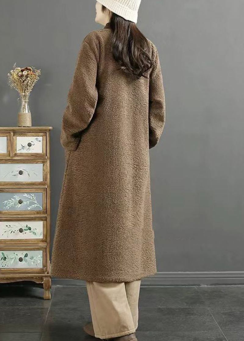 Manteaux En Fausse Fourrure Brodés De Chocolat De Grande Taille Avec Boutons Chinois Hiver - Manteaux d'hiver femmes