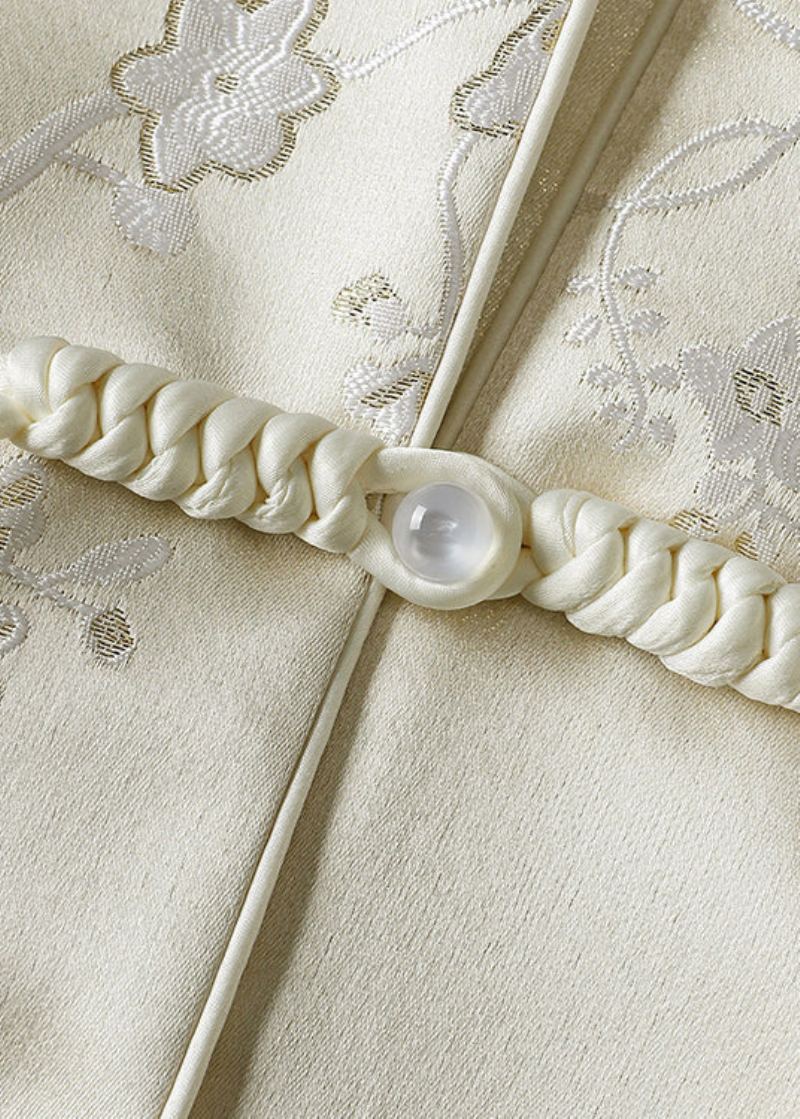 Manteaux En Soie Brodés De Boutons À Glands Abricot De Style Chinois Automne - Manteaux d'hiver femmes