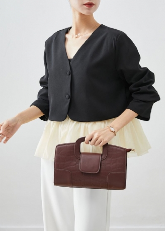 Manteaux En Spandex Patchwork Noir À La Mode Avec Col En V Automne