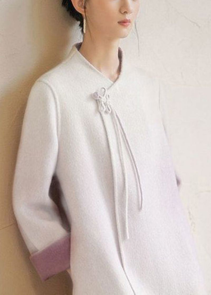 Nouveau Rétro Beige Poches À Glands Cravate Taille Manteau En Laine Hiver - Manteaux d'hiver femmes