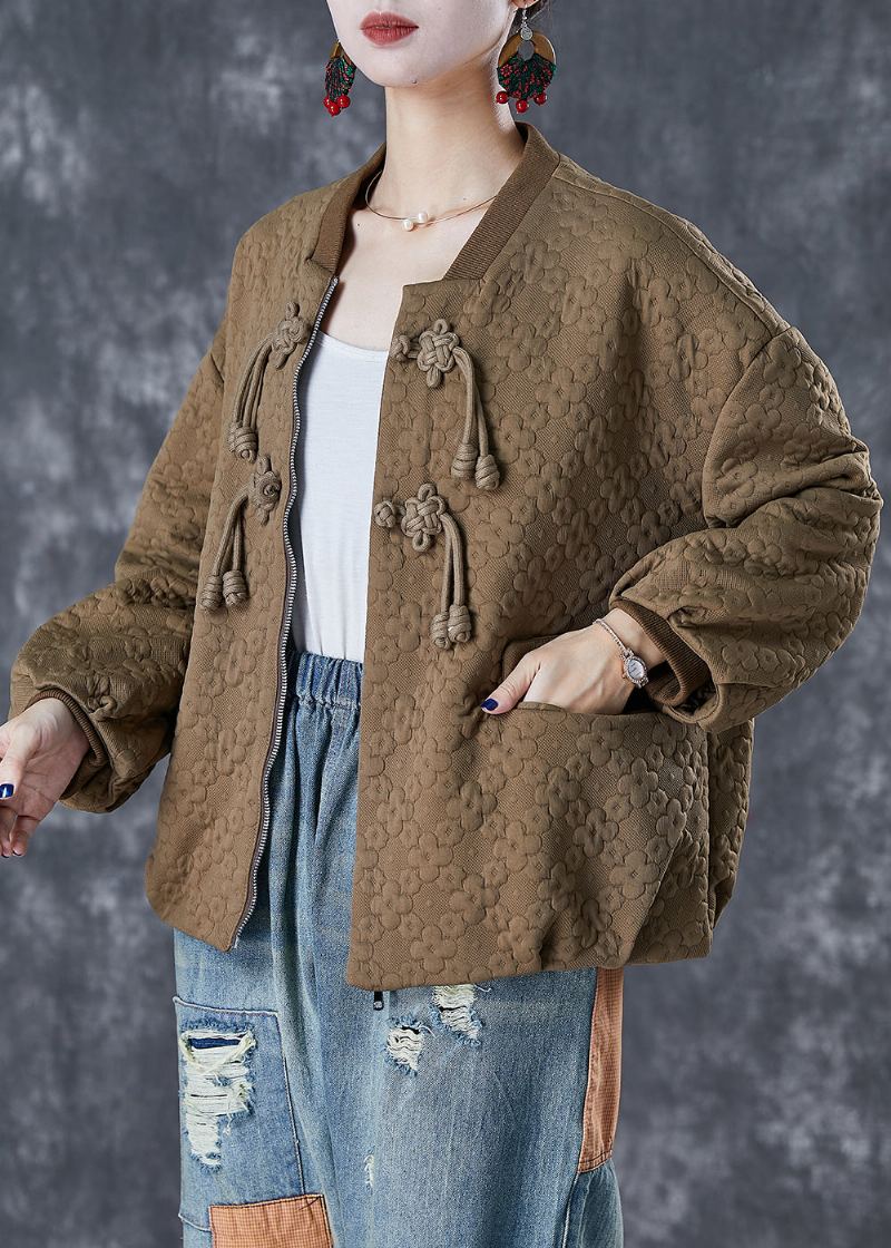 Veste En Coton Jacquard À Glands Kaki Unique Automne
