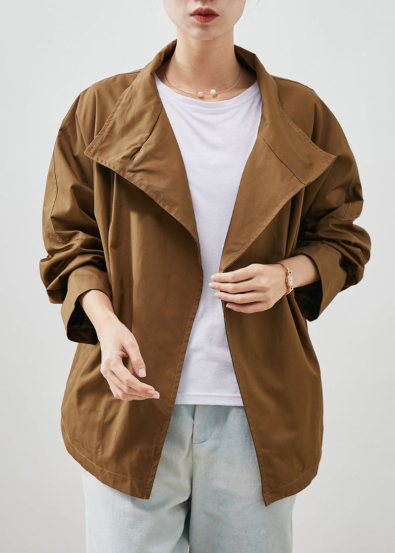 Veste En Coton Surdimensionnée À Col Montant De Café Moderne Printemps - Manteaux d'hiver femmes