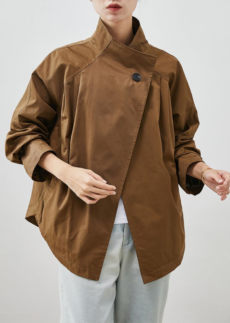 Veste En Coton Surdimensionnée À Col Montant De Café Moderne Printemps - Manteaux d'hiver femmes