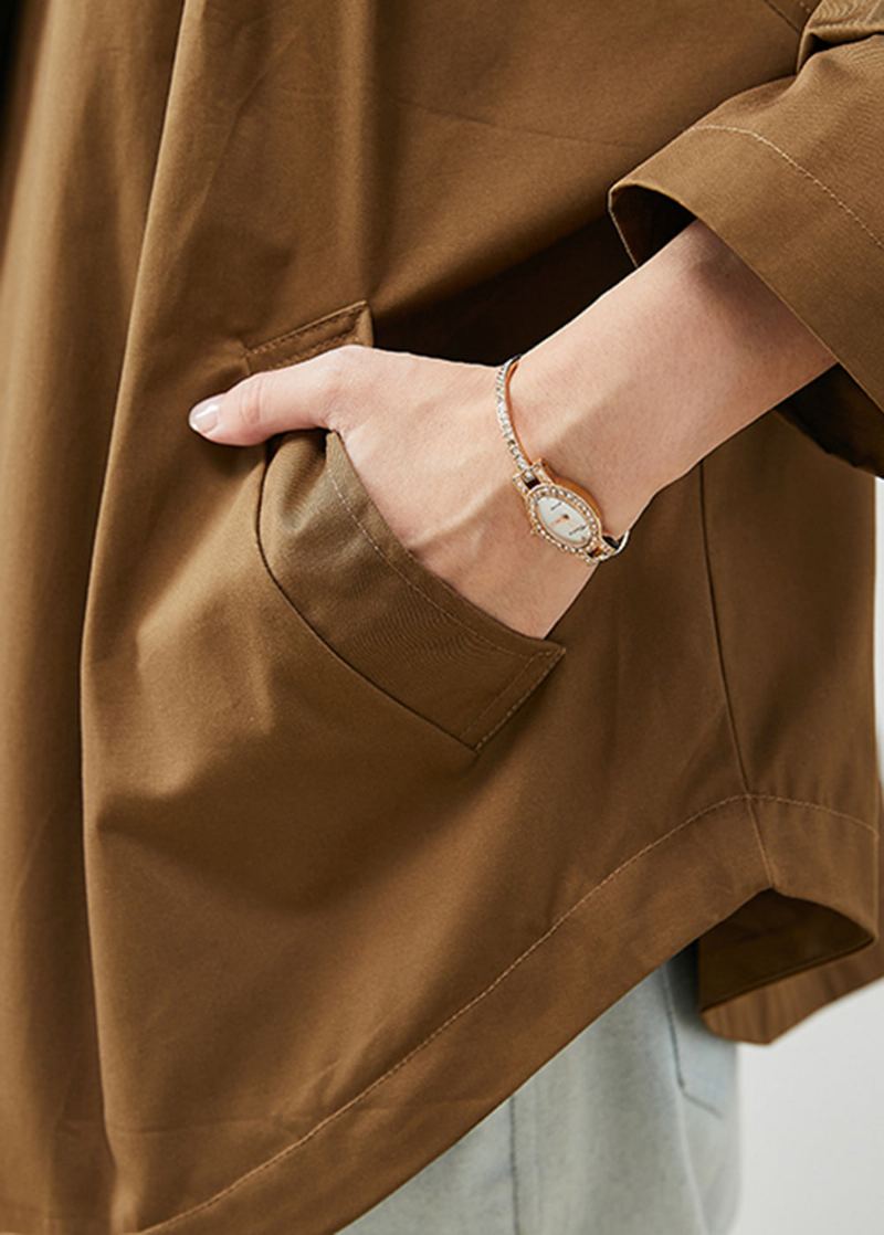 Veste En Coton Surdimensionnée À Col Montant De Café Moderne Printemps - Manteaux d'hiver femmes
