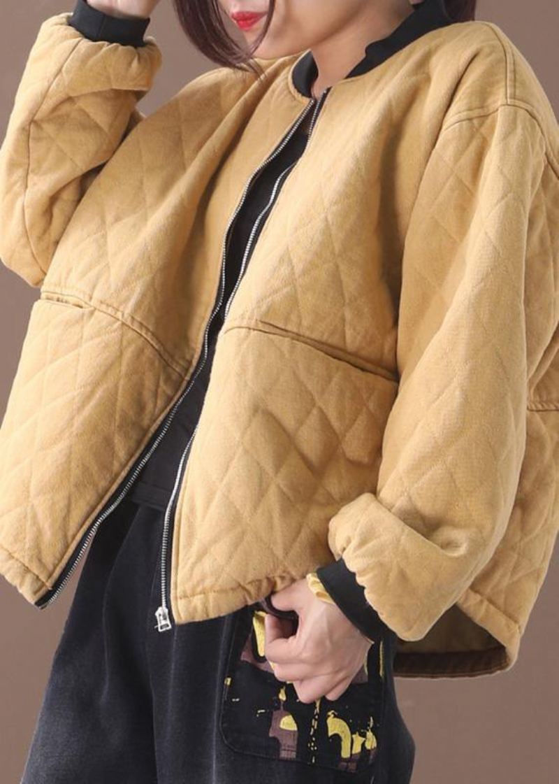Veste D'hiver Surdimensionnée Vêtement D'extérieur Col Montant Jaune Tenue Décontractée
