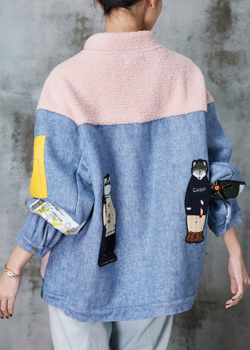 Vestes D'hiver Surdimensionnées En Cuir Et Fourrure Design Original Colorblock Patchwork - Manteaux d'hiver femmes