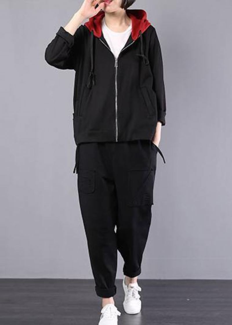 Vêtements En Coton À Capuche Pour Femmes Manteaux Noirs De Photographie D'automne - Manteaux d'hiver femmes