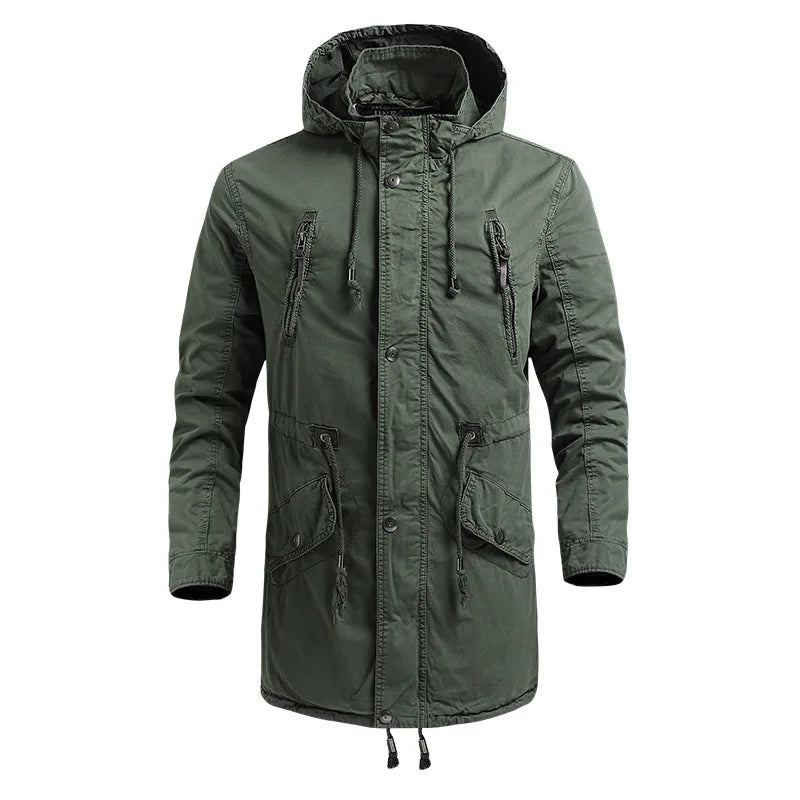 Manteau Pop Pour Hommes Commerce Extérieur D'hiver Veste Longue D'automne En Pur Coton Coupe-vent Sports De Plein Air - Marron