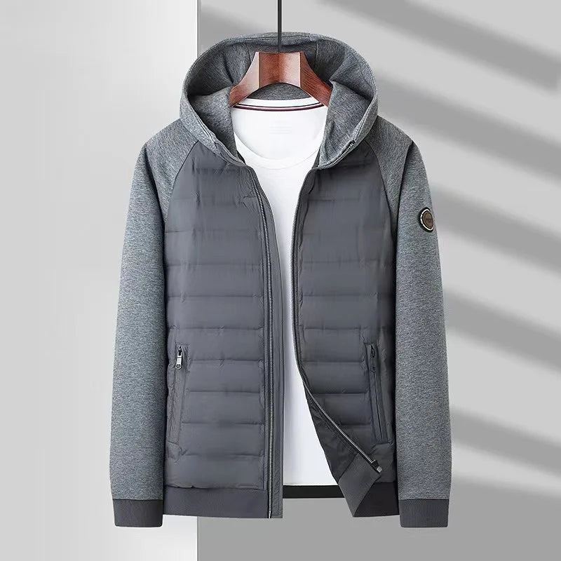 Tout Élégant À Capuche Vers Le Bas Court Manteau De Jeunesse Automne Et Hiver Doudoune Hommes Régulier - Gris